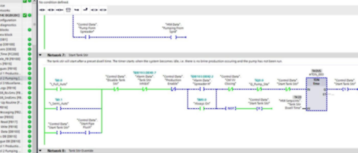 PLC ladder logic on screen